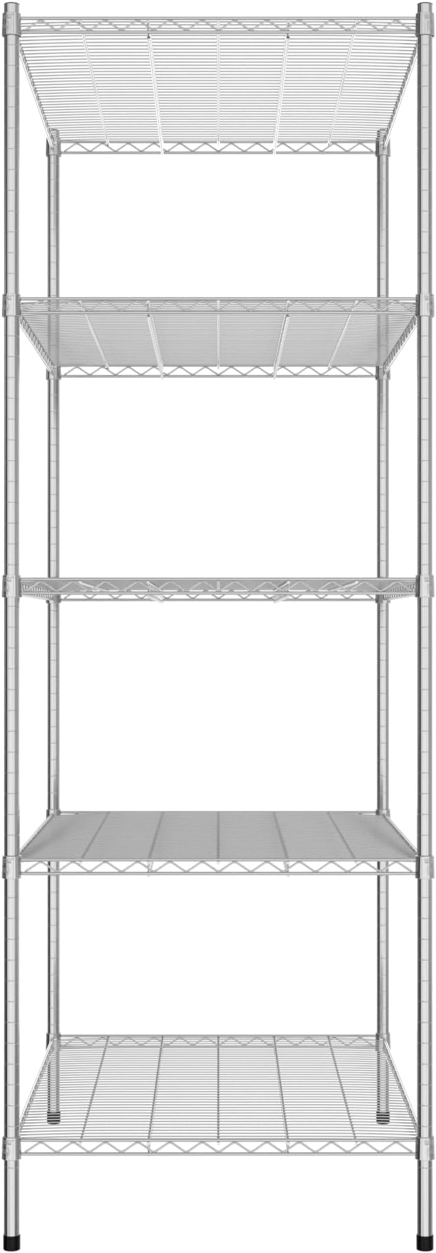 Commercial NSF Listed Chrome Stationary Wire Shelving Kit 30" x 42" x 86", with 5 Shelves Perfect for Warehouse, Walk-in Refrigerator, Freezer, Grocery Store, Restaurant, Dishroom