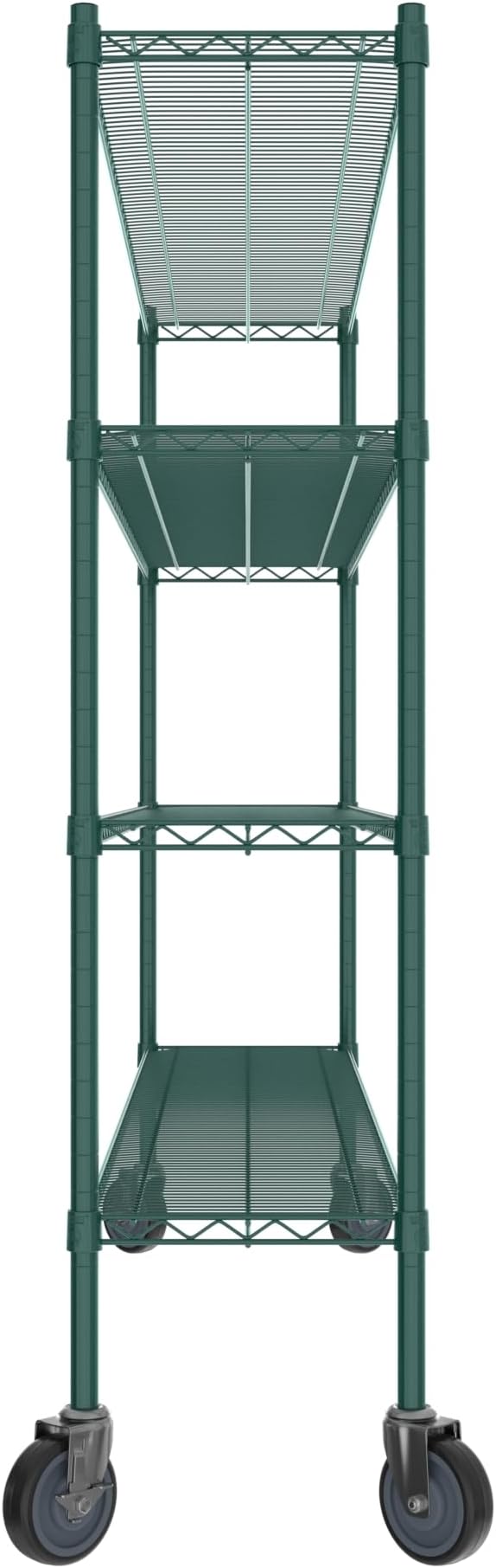 Commercial NSF Listed Green Epoxy Mobile Wire Shelving Kit 14" x 72" x 60", with 4 Shelves Perfect for Warehouse, Walk-in Refrigerator, Freezer, Grocery Store, Restaurant, Dishroom