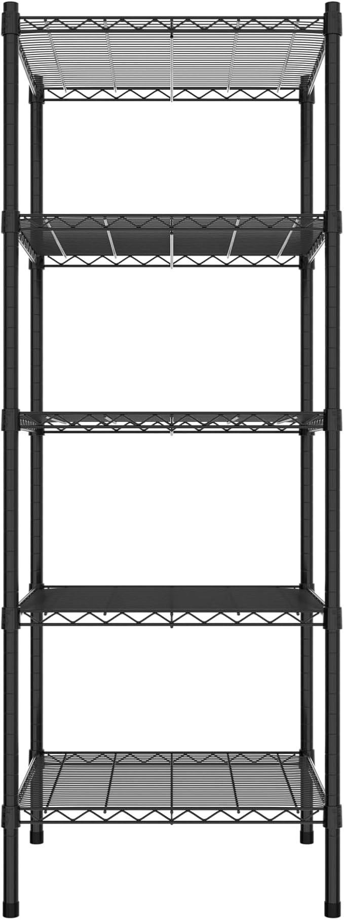 Commercial NSF Listed Black Epoxy Stationary Wire Shelving Kit 24" x 24" x 64", with 5 Shelves Perfect for Warehouse, Walk-in Refrigerator, Freezer, Grocery Store, Restaurant, Dishroom