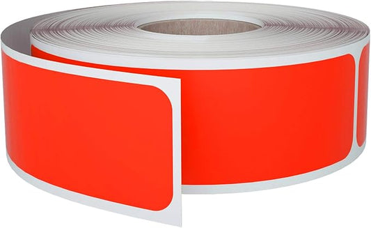 Royal Green 1x3 inch (7.5cm x 2.5cm) Labels Sheets Rectangle Neon Red Sticker Rolls, 250 Pack