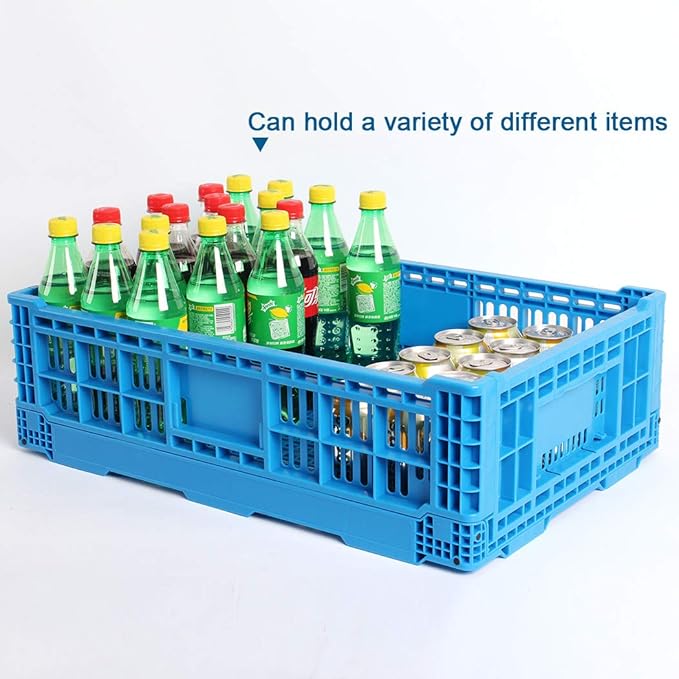 QTJH Collapsible Storage Bin Containe，43 Liter Transfer box,crate Transit storage of various items (23.6" L x 15.7" W x 7.1" H)