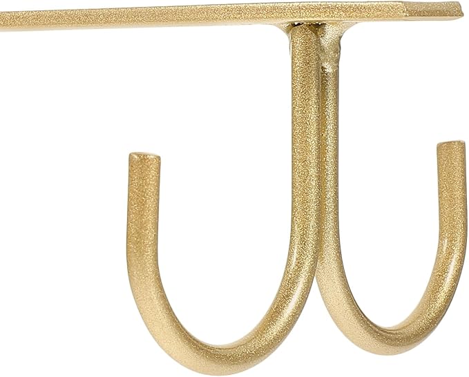 Uonlytech Under Cabinet Mug Holder with 4 Metallic Hooks, Iron Kitchenware Rack Organizer for Cupboard Storage, Hanging Coffee Cup Rack for Kitchen Cabinet Space Saving