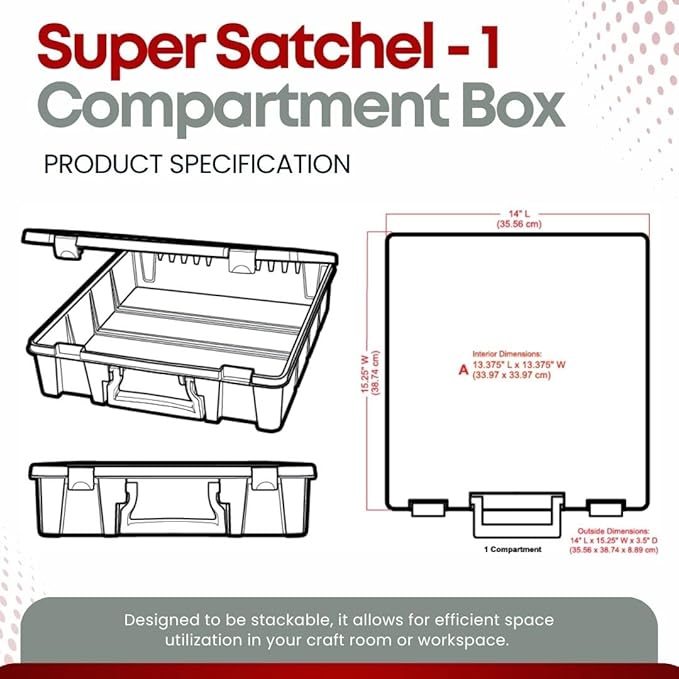 ArtBin 6955RK Super Satchel 1-Compartment Box, Art & Craft Organizer, 1-Pack, Translucent Blush