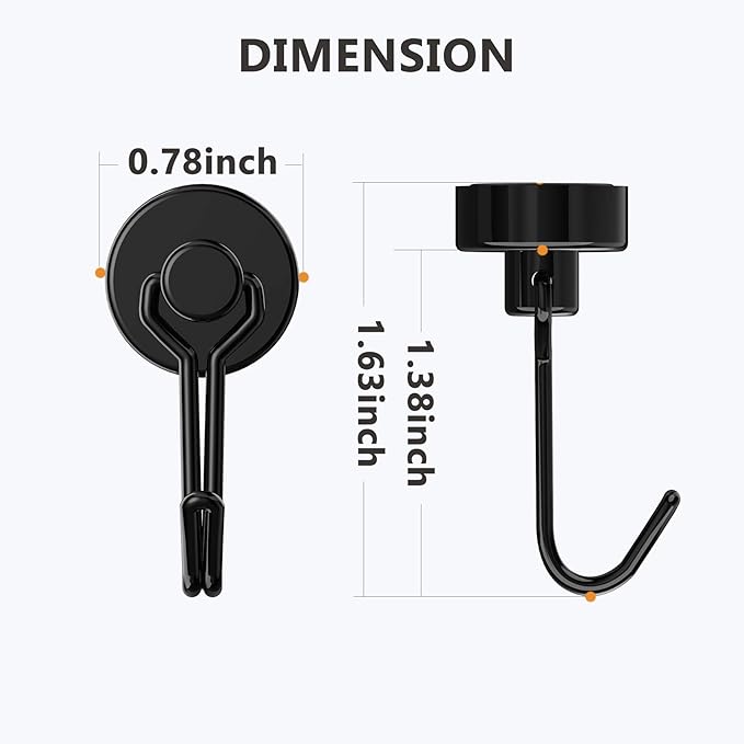 Tohoer Magnetic Hooks, Neodymium Magnets Hook Heavy Duty 30LBS with Rust Proof for Fridge, Refrigerator, Oven, Grill, BBQ, Key, Tools Holder, Utensil, Kitchen, Outdoor, Magnet for Hanging Wreaths