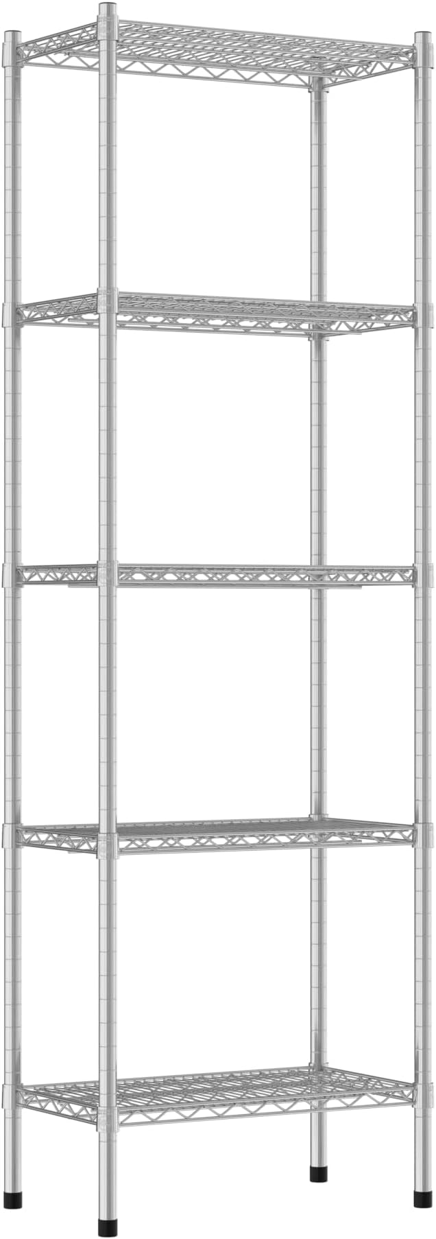 Commercial NSF Listed Chrome Stationary Wire Shelving Kit 14" x 24" x 74", with 5 Shelves Perfect for Warehouse, Walk-in Refrigerator, Freezer, Grocery Store, Restaurant, Dishroom