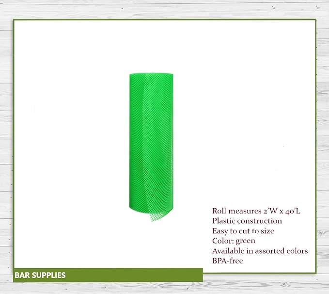 AME D'ESSENCE Bar Shelf Liner 24" x 480" Green Plastic Mesh Liner for Glassware Non Slip Drawer Liner Commercial Grade