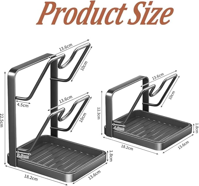 Kitchen Pot Lid Storage Rack, Lid Holder While Cooking, 2026 New Multifunctional Kitchen Organizer Stand For Stove Top, 304 Stainless Steel Pot Lid Holder With Tray (Double-layer)