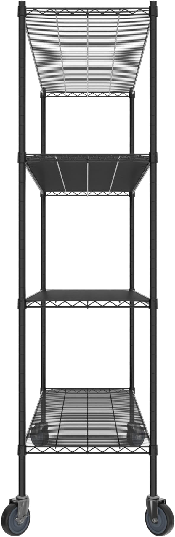 Commercial NSF Listed Black Epoxy Mobile Wire Shelving Kit 21" x 72" x 80", with 4 Shelves Perfect for Warehouse, Walk-in Refrigerator, Freezer, Grocery Store, Restaurant, Dishroom