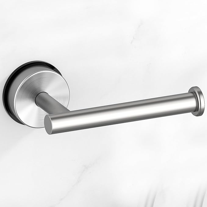 BKV Suction Cup Toilet Paper Holder,SUS 304 Stainless Steel Toilet Paper Holder Wall Mount for Bathroom,Kitchen-Brushed Nickel Silver