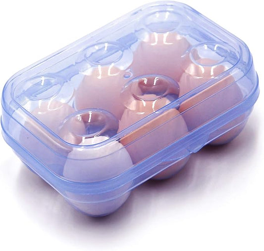 JAMOR 6 Grid Egg Storage Box Refrigerator Crisper Egg Protection Box Portable Egg Carriage Container For Camping Picnic Essential (Blue)