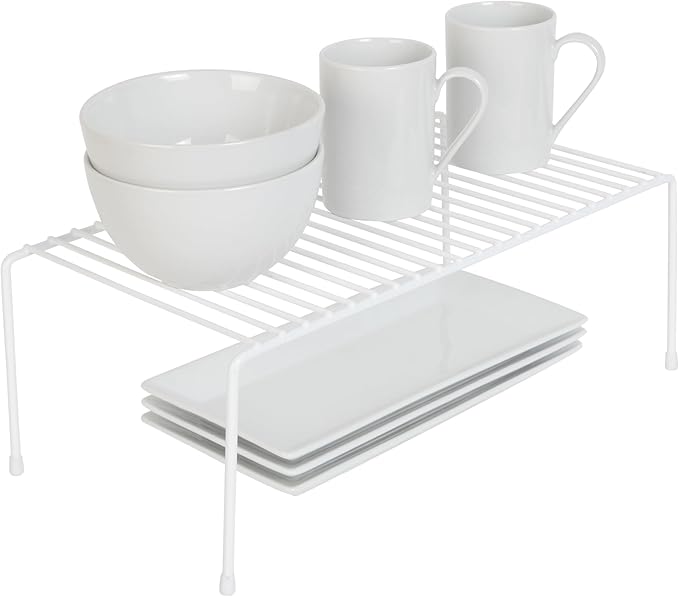 Smart Design Classic Storage Shelf – Large (16 in W x 8.5 in D x 5.75 in H), White –Steel Pantry Organizer with Rust-Resistant Finish and Non-Slip Feet for Easy Home Organization and Storage