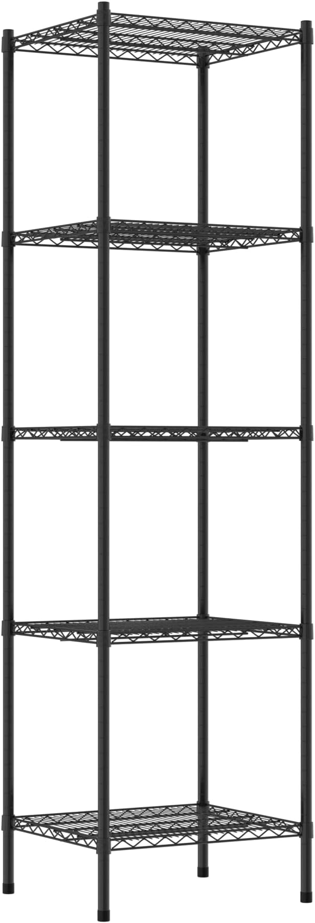 Commercial NSF Listed Black Epoxy Stationary Wire Shelving Kit 21" x 24" x 86", with 5 Shelves Perfect for Warehouse, Walk-in Refrigerator, Freezer, Grocery Store, Restaurant, Dishroom