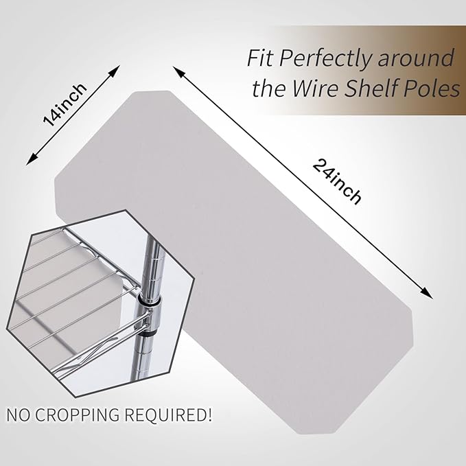 Poofzy Wire Shelf Liner 14" X 24", Non-Adhesive Plastic Shelf Liners for Wire Shelving, Waterproof Protector Mats (3PK, Gray)