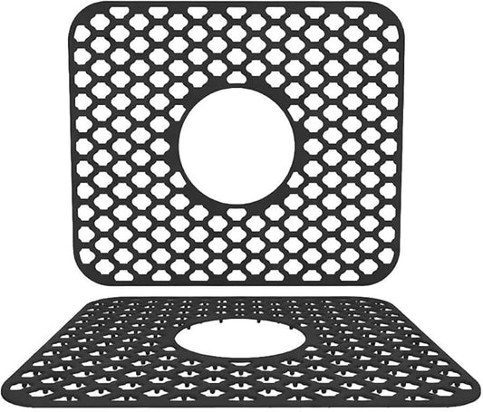SEEK RARE Kitchen Sink Mat 13.6 x 11.6in Silicone Sink Mat Non Slip Sink Protector for Farmhouse Kitchen Black