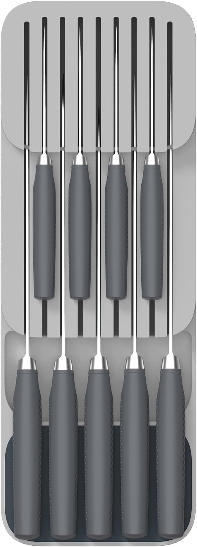 Joseph Joseph DrawerStore Knife Organizer, holds up to 9 knives, Kitchen Organization & Drawer Storage – Compact, Gray