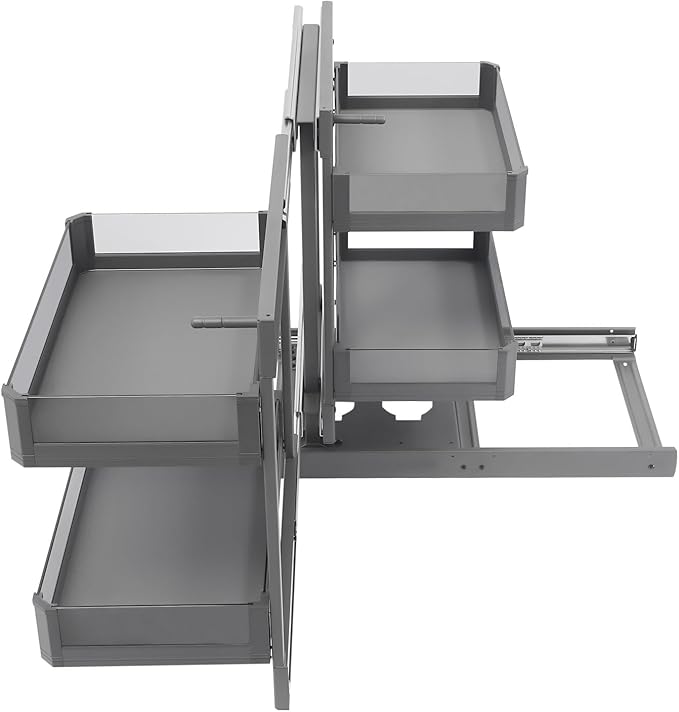 Blind Corner Cabinet Organizer, 2 Tiers Blind Corner Cabinet Pull-out Organizer with 4 Baskets,Left Open & Right Open Compatible, Min Opening 14.57", Kitchen Slide Out Cabinet Organizer