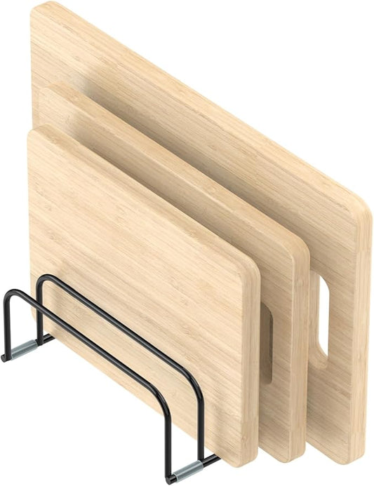 Cutting Board Storage Rack, Compact Cutting Board Organizer, Chopping Board Storage Stand Rack, Bakeware & Cookie Pan Sheets Organizer (1.0 Inch Width Slots)