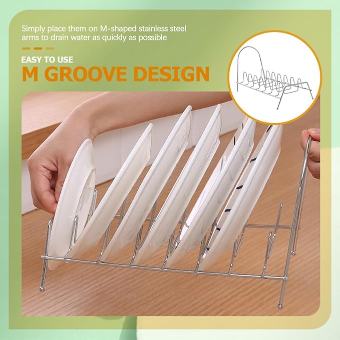 BESPORTBLE Dish Drainer Metal Cabinet Dish Rack Kitchen Counter Organizer Plate Holder Bowl Drying Rack for Kitchen Utensil Storage and Dishware Organization