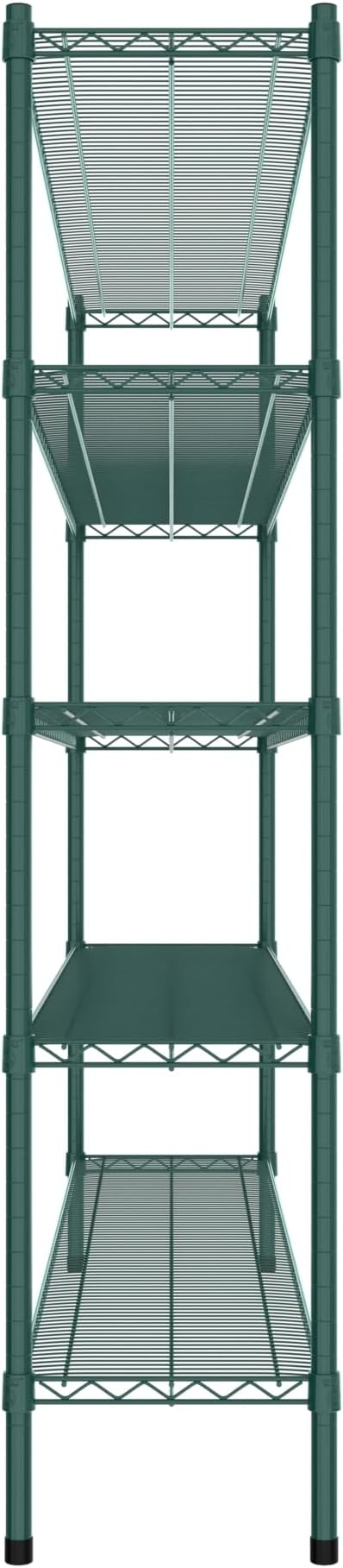Commercial NSF Listed Green Epoxy Stationary Wire Shelving Kit 14" x 72" x 64", with 5 Shelves Perfect for Warehouse, Walk-in Refrigerator, Freezer, Grocery Store, Restaurant, Dishroom
