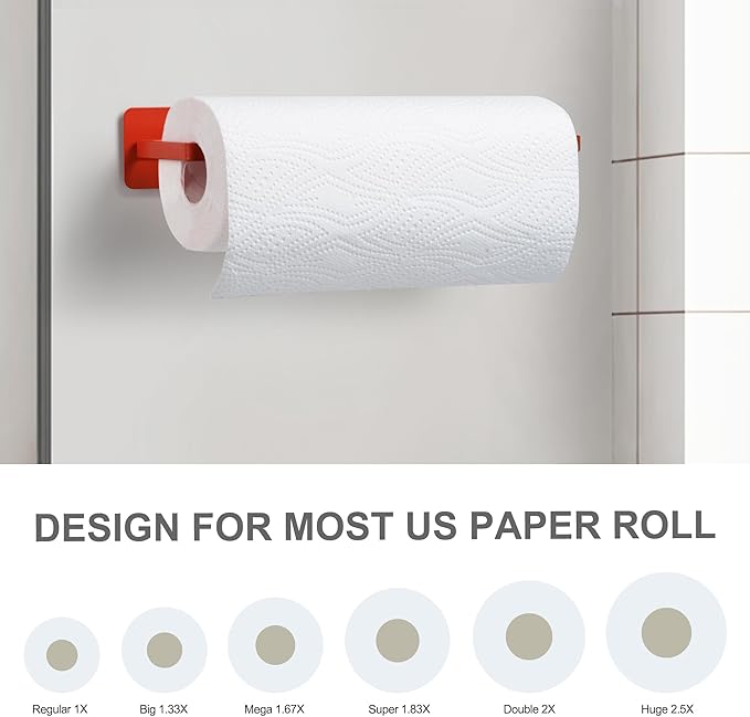 Magnetic Paper Towel Holder for Fridge Red,Heavy Duty Strong Magnet Backing for Toolbox,Grill,BBQ Griddles,RV Tailgates,Microwave,Fridge,Garage - Fit for Large Size of Paper Roll