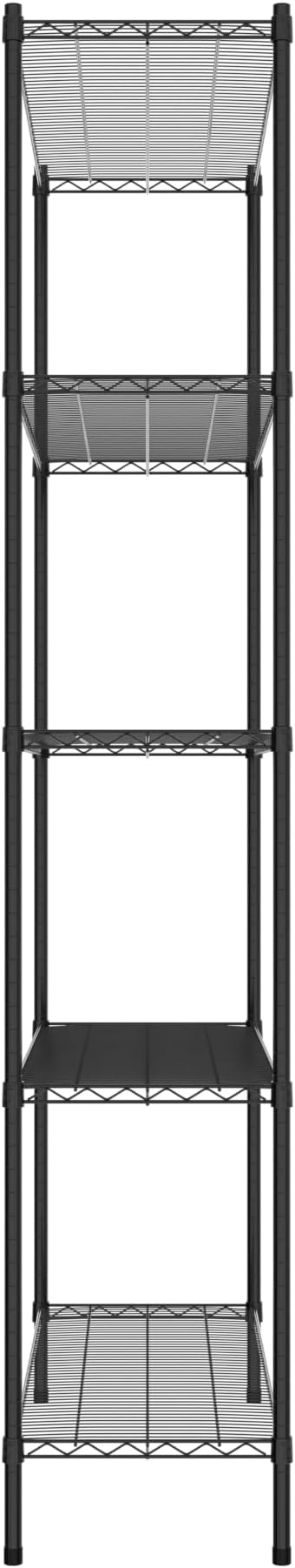 Commercial NSF Listed Black Epoxy Stationary Wire Shelving Kit 18" x 48" x 96", with 5 Shelves Perfect for Warehouse, Walk-in Refrigerator, Freezer, Grocery Store, Restaurant, Dishroom