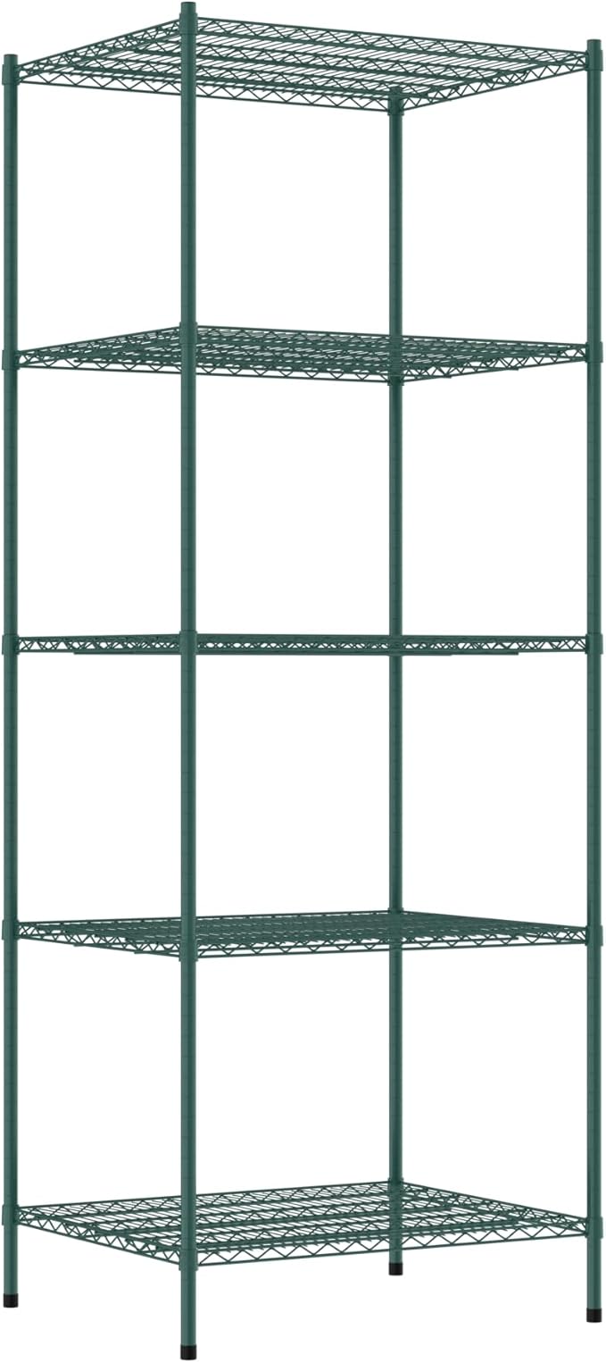 Commercial NSF Listed Green Epoxy Stationary Wire Shelving Kit 30" x 36" x 96", with 5 Shelves Perfect for Warehouse, Walk-in Refrigerator, Freezer, Grocery Store, Restaurant, Dishroom