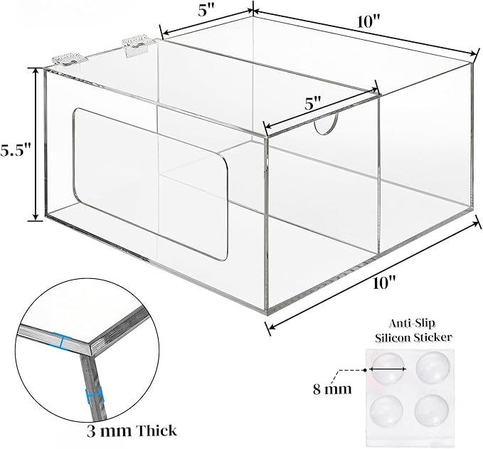 Acrylic Trash Bag Dispenser Holder, 2 in 1 Garbage Bag Roll Holder Under Sink, Standard Grocery Bags Storage Container with Lid, Laundry Storage Organizer Bin for Kitchen, Bathroom, Pantry