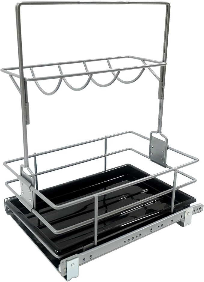 LOVKIT Under Sink Organizer（11.18"W X15"D） Pull Out Cabinet Organizer For Cleaning Caddy, Under Sink Slide Out Organizer, Under Kitchen Bathroom Sink Organizer, Pantry Cabinet Closet Organization Rack