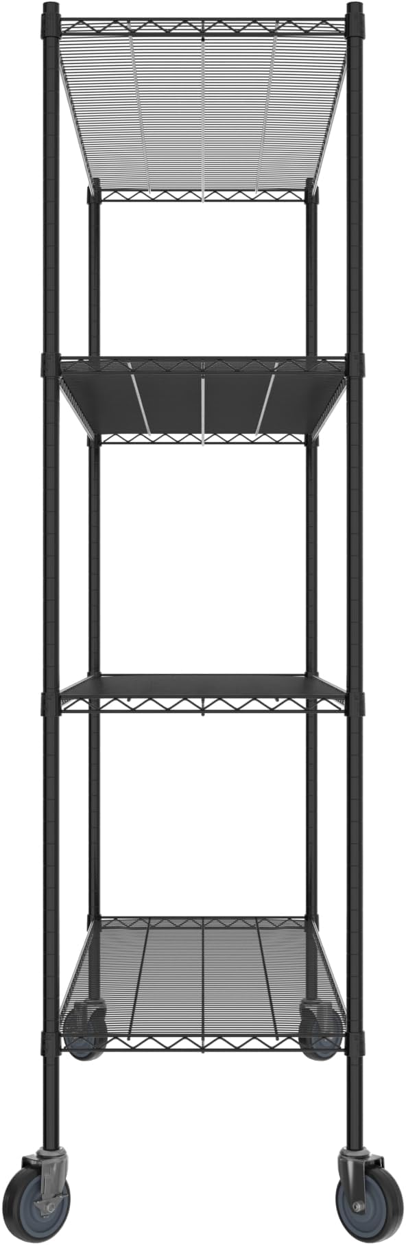 Commercial NSF Listed Black Epoxy Mobile Wire Shelving Kit 21" x 60" x 80", with 4 Shelves Perfect for Warehouse, Walk-in Refrigerator, Freezer, Grocery Store, Restaurant, Dishroom