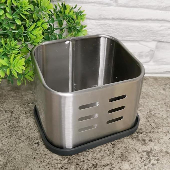 Sponge Holder for Kitchen Sink, Sink Caddy for Countertop Organizer, Stainless Steel Sponge Holder with Detachable Drip Tray for Kitchen Accessories
