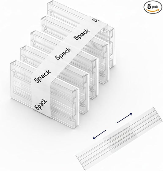 5 Pack Clear Drawer Dividers with Adhesive Pads - Adjustable Crystal Transparent Organizer for Clothes, Kitchen, Bathroom & Makeup - 3 Inch High Expandable Separators for Shallow Drawers