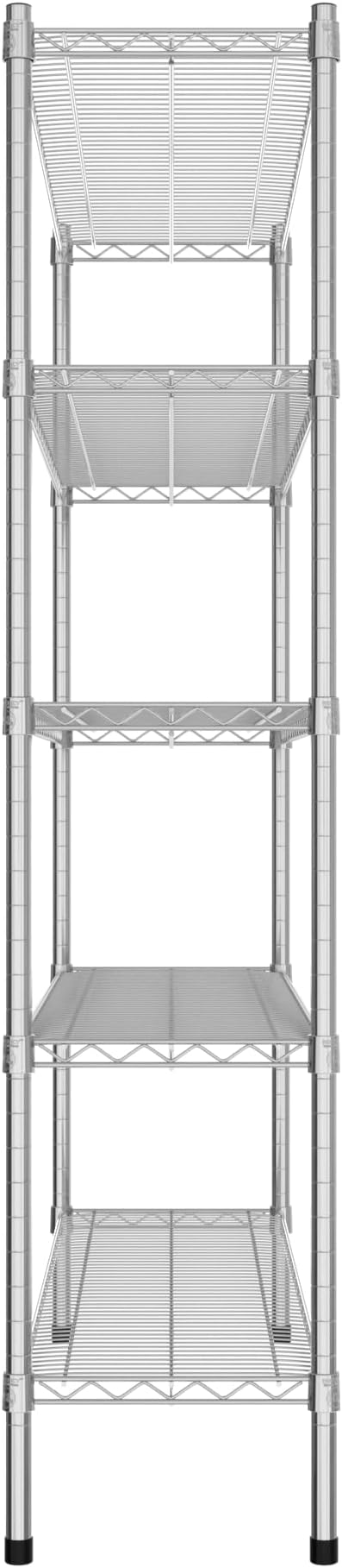 Commercial NSF Listed Chrome Stationary Wire Shelving Kit 14" x 48" x 64", with 5 Shelves Perfect for Warehouse, Walk-in Refrigerator, Freezer, Grocery Store, Restaurant, Dishroom