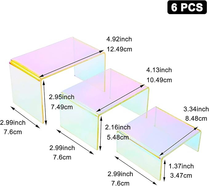2 Sets Acrylic Display Risers Colorful Product Stand,Cupcakes Holder Dessert Display Transparent Showcase Stands, Candy Bar Risers, Acrylic Lifts Display for Figures