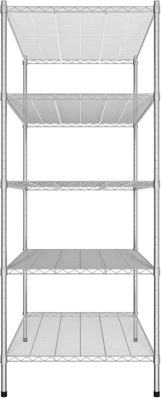 Commercial NSF Listed Chrome Stationary Wire Shelving Kit 30" x 54" x 74", with 5 Shelves Perfect for Warehouse, Walk-in Refrigerator, Freezer, Grocery Store, Restaurant, Dishroom