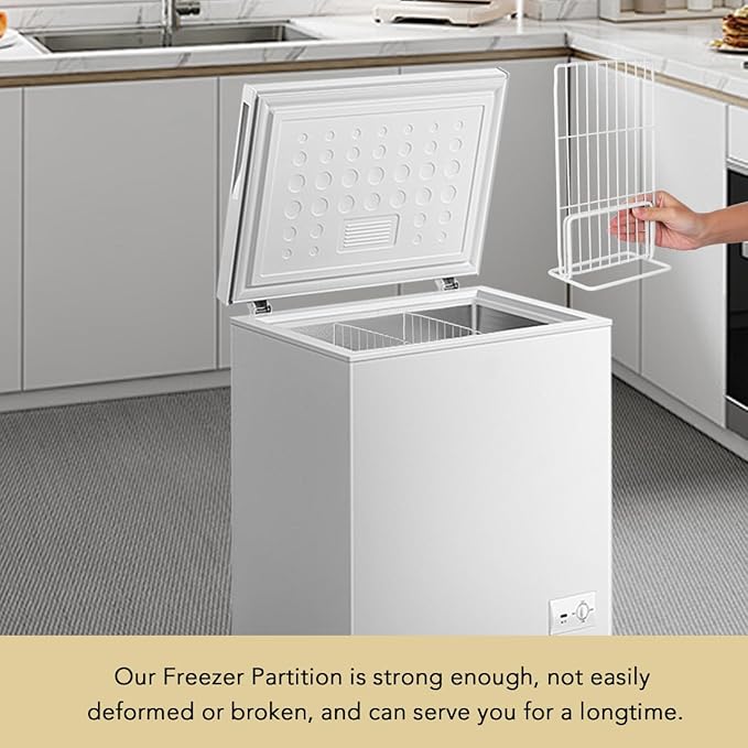 Kichvoe 2Pcs Adjustable Freezer Divider, Expandable Wire Shelf Organizer for Chest Freezer, Refrigerator, Supermarket - Width Can Be Extended to 32-34CM/height 29CM, White