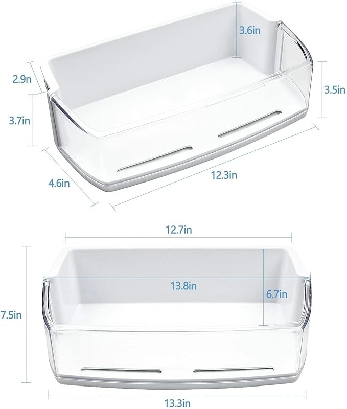 AAP73631502 Door Bin - for LG Refrigerator Door shelves - Fridge door condiments beverages organizer - Refrigerator door bin replacement - Fridge transparent plastic shelves bins - W 12-7/10 in
