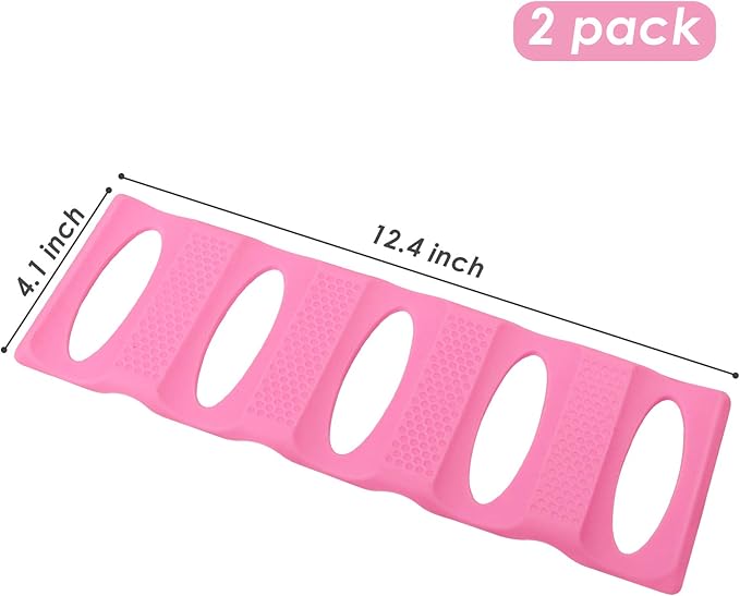Webake Can Organizer for Pantry 2 Pack Silicone Bottle and Can Stacker Mat, Can Holder Storage Rack Space Saver for Refrigerator, Kitchen, Cabinet, Countertop, Shelf (Pink)