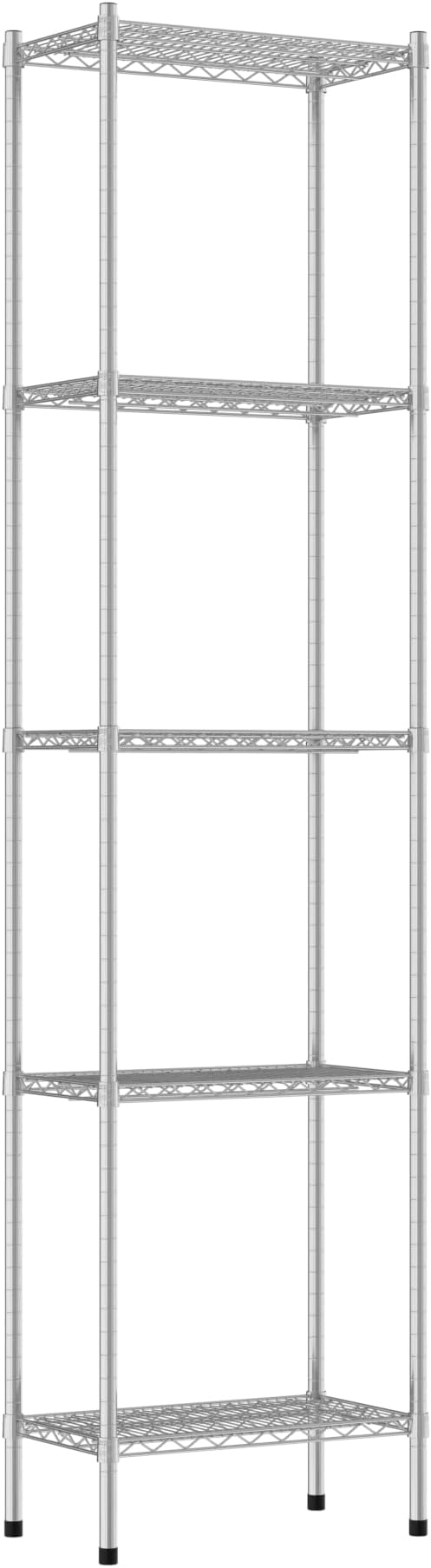 Commercial NSF Listed Chrome Stationary Wire Shelving Kit 14" x 24" x 96", with 5 Shelves Perfect for Warehouse, Walk-in Refrigerator, Freezer, Grocery Store, Restaurant, Dishroom