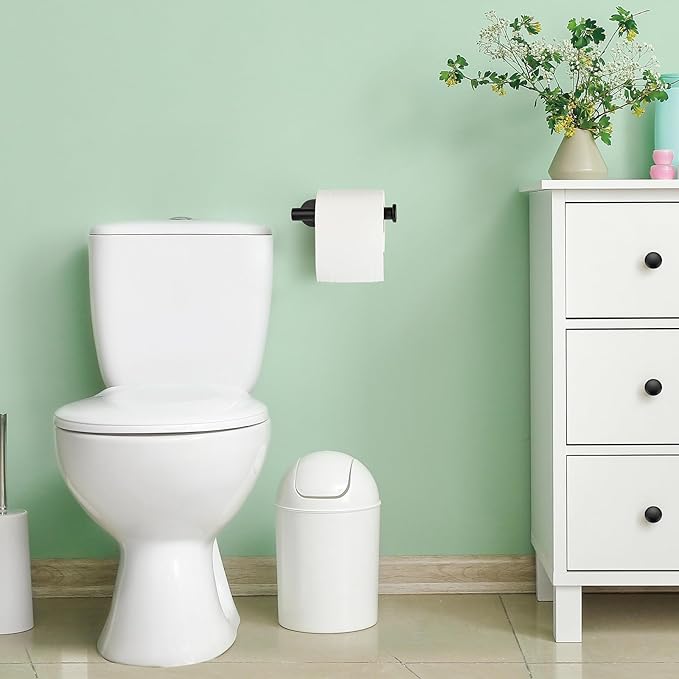 3 Pack Adhesive Toilet Roll Holder Stand - Matte Black SUS304 Stainless Steel, Rustproof Toilet Paper Holder No Drilling Tissue Holder for Kitchen Bathroom Wall Mount Bathroom Tissue Holder