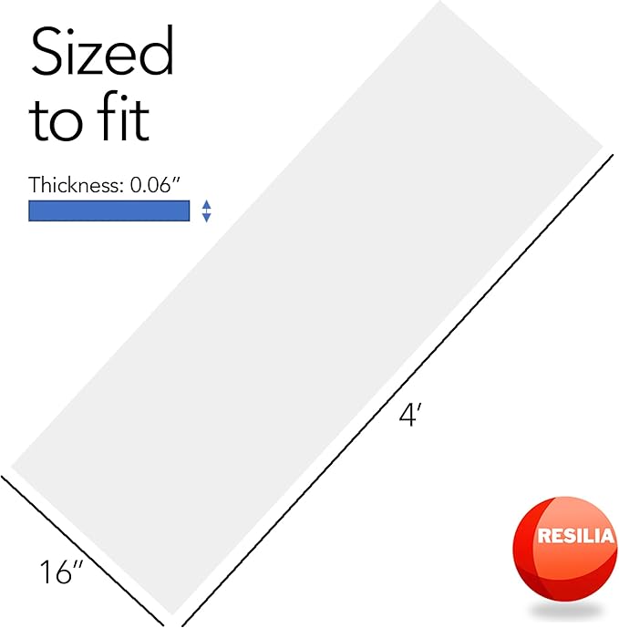 RESILIA Closet Shelf Liner for Wire Shelving – Pack of 4, 16" Wide x 4' Long Heavy Duty Waterproof Liners, Clear PVC Covers for Kitchen Pantry, Bathroom Closet, & Cabinet Storage, Made in The USA