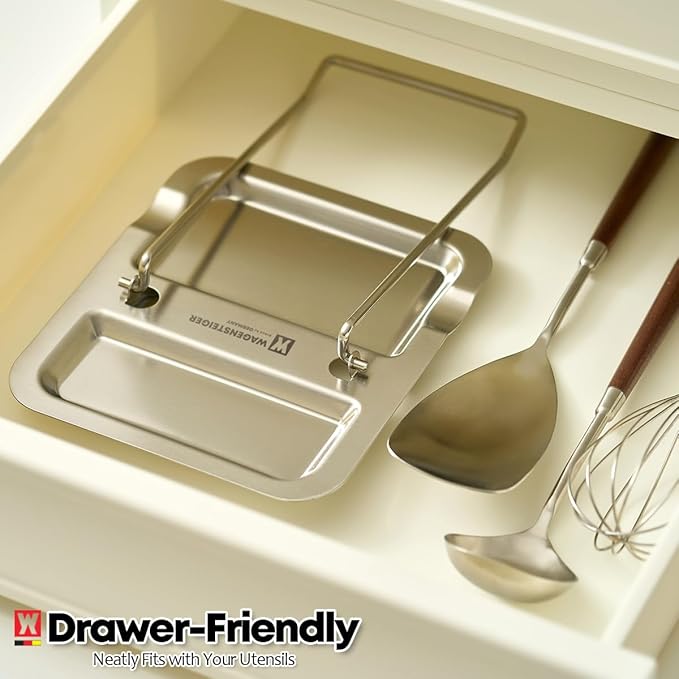 Foldable Stainless Steel Pot Lid Rest, Ladle Holder, Multifunctional Kitchen Organizer Stand, Easy Storage, Dishcloth Rack, Pan Lid Holder, Cooking Utensil Holder Organizer