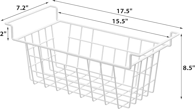 blitzlabs Chest Freezer Organizer Bins, Deep Freezer Basket Storage Wire Metal Hanging Baskets 17.5inch 2Packs
