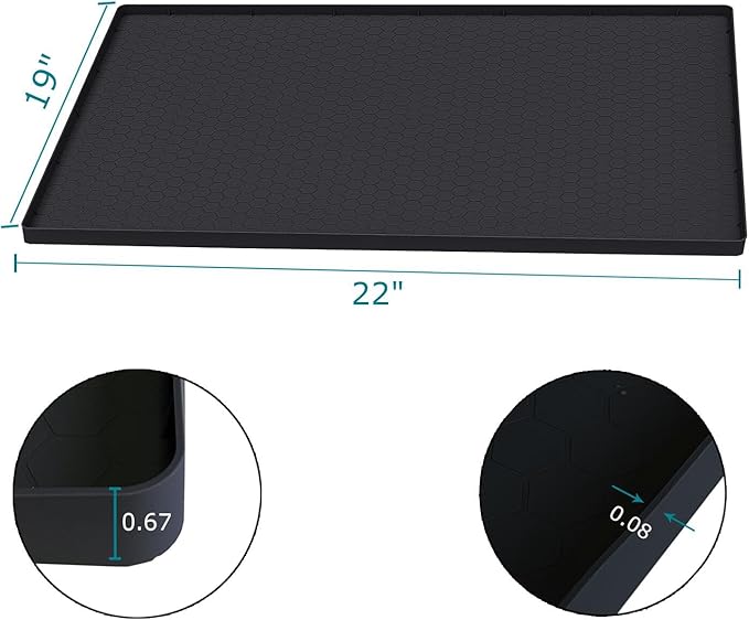 Jacooxi Under Sink Mat 22 x 19, Silicone Under Sink Protector Mat for Kitchen Waterproof, Easy to Clean Bathroom Cabinet Mat Organizers and Storage, Black