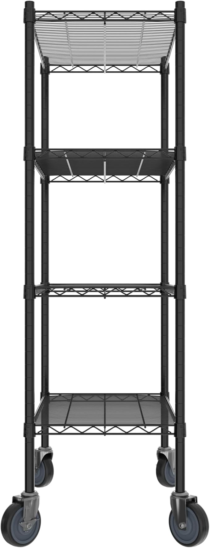 Commercial NSF Listed Black Epoxy Mobile Wire Shelving Kit 18" x 30" x 60", with 4 Shelves Perfect for Warehouse, Walk-in Refrigerator, Freezer, Grocery Store, Restaurant, Dishroom