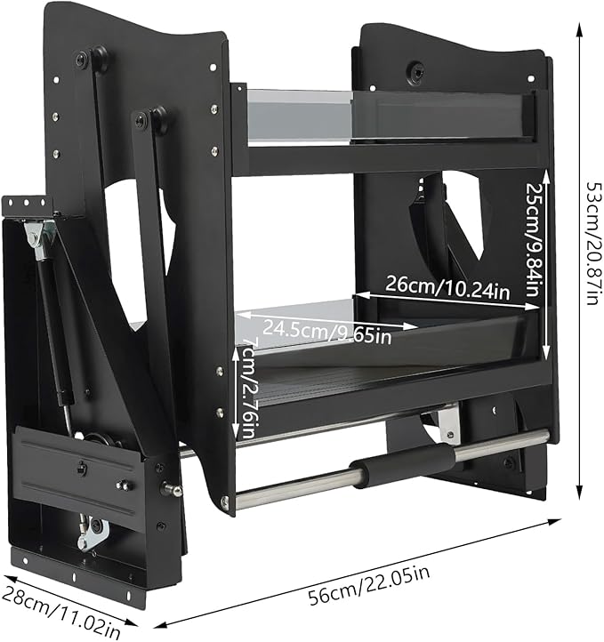 Pull-down Cabinet Organizer 2 Tier, Kitchen Cabinet Organizer Adjustable height, Drop Down Lift Upper Kitchen Spice Rack for Upper Cabinet 22.05x11.02x20.87in 66LBS Load (Pull Down, Style2)