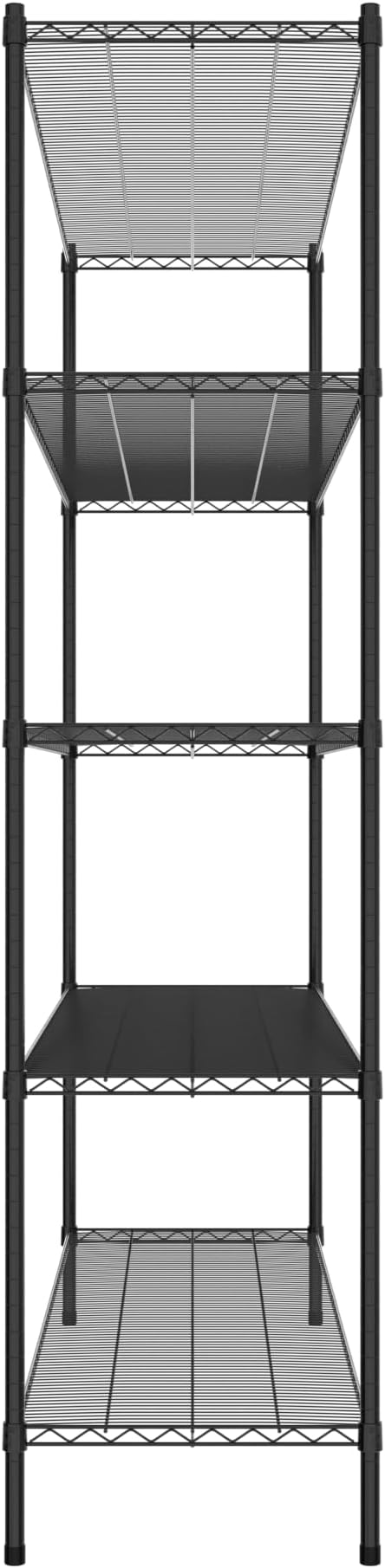 Commercial NSF Listed Black Epoxy Stationary Wire Shelving Kit 21" x 72" x 86", with 5 Shelves Perfect for Warehouse, Walk-in Refrigerator, Freezer, Grocery Store, Restaurant, Dishroom