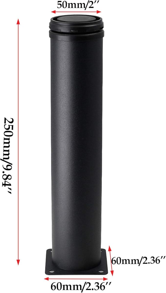 Set of 4 Stainless Steel Furniture Legs 10 Inch, Adjustable Round Cabinet Legs 2" Dia Kitchen Feet, Metal Replacement Legs for Cabinet Sofa Couch Shelves Table (Black)