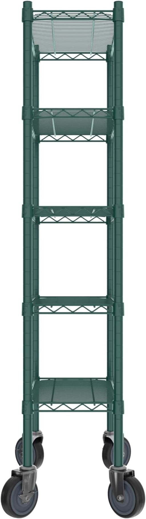 Commercial NSF Listed Green Epoxy Mobile Wire Shelving Kit 12" x 24" x 60", with 5 Shelves Perfect for Warehouse, Walk-in Refrigerator, Freezer, Grocery Store, Restaurant, Dishroom