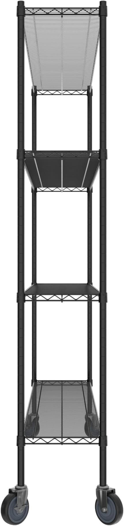 Commercial NSF Listed Black Epoxy Mobile Wire Shelving Kit 14" x 72" x 80", with 4 Shelves Perfect for Warehouse, Walk-in Refrigerator, Freezer, Grocery Store, Restaurant, Dishroom
