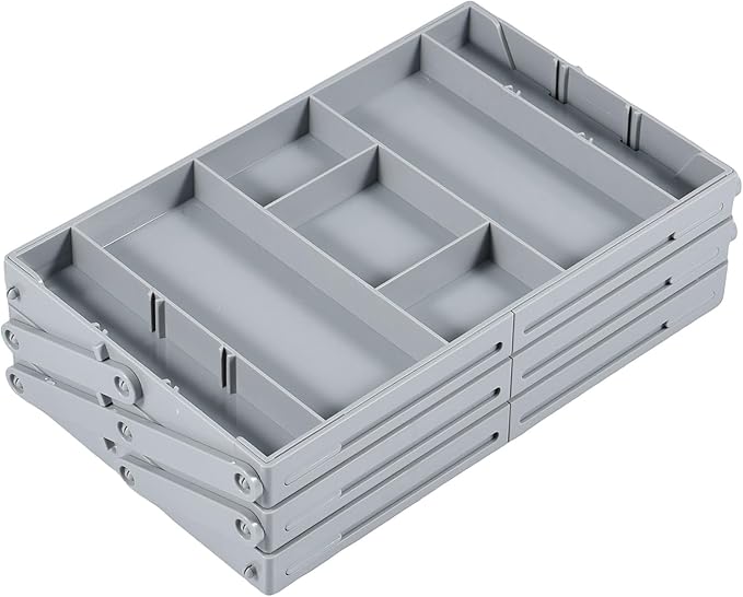 Multi Level Drawer Organizer,Collapsible Drawer Organizer,2/3 Drawer Organizer Multi Level Drawer Organizer with Adjustable Compartments Versatile Expandable Desk Organizer Trays (B)